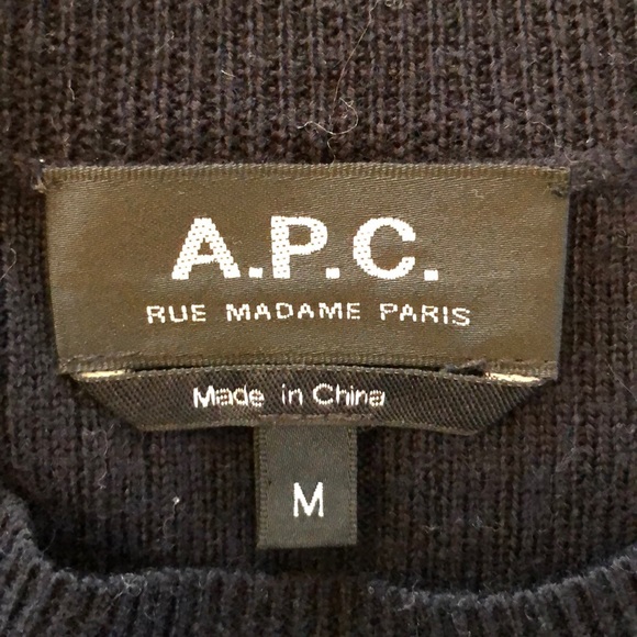 A.P.C. Taeko 100% Wool Sweater Navy M - Picture 7 of 10